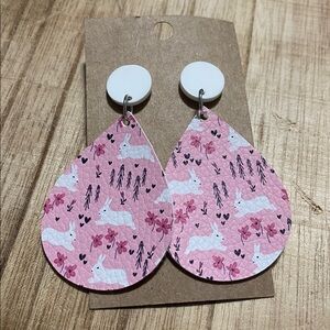 Pink Bunny Print Earrings